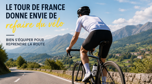 Cycliste reprenant le vélo avec une gourde fixée au cadre
